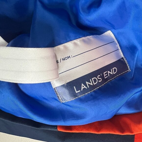 Land's End Boy's Orange & Navy Light Insulated Hooded Jacket Coat Size L (14-16) - Picture 5 of 8